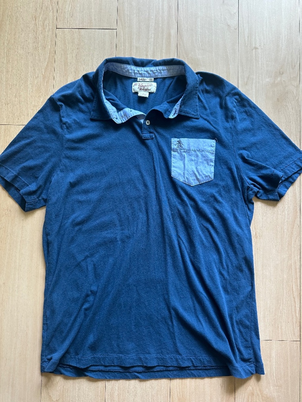 Original Penguin Heritage Slim Fit Polo Blue Shirt Mens XL